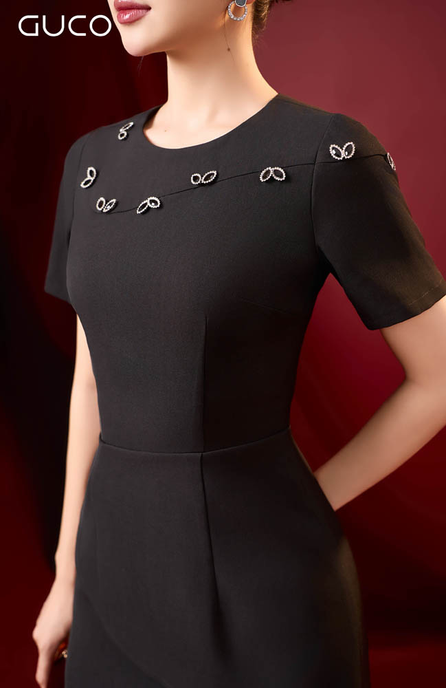ĐẦM DẠ HỘI PEPLUM KẾT NÚT CỔ - ĐEN_thumbnail_5