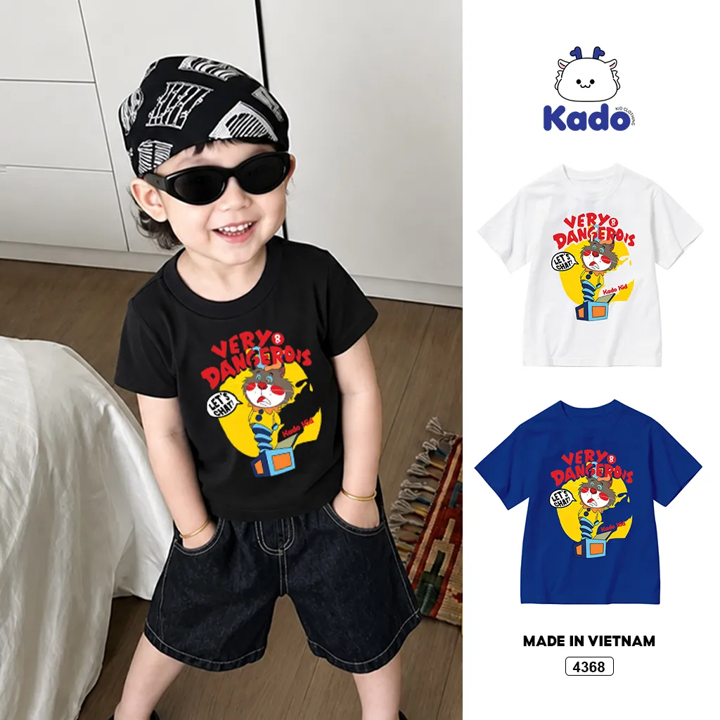 Áo thun bé trai form rộng Very Dangerous cổ tròn Kado 4368