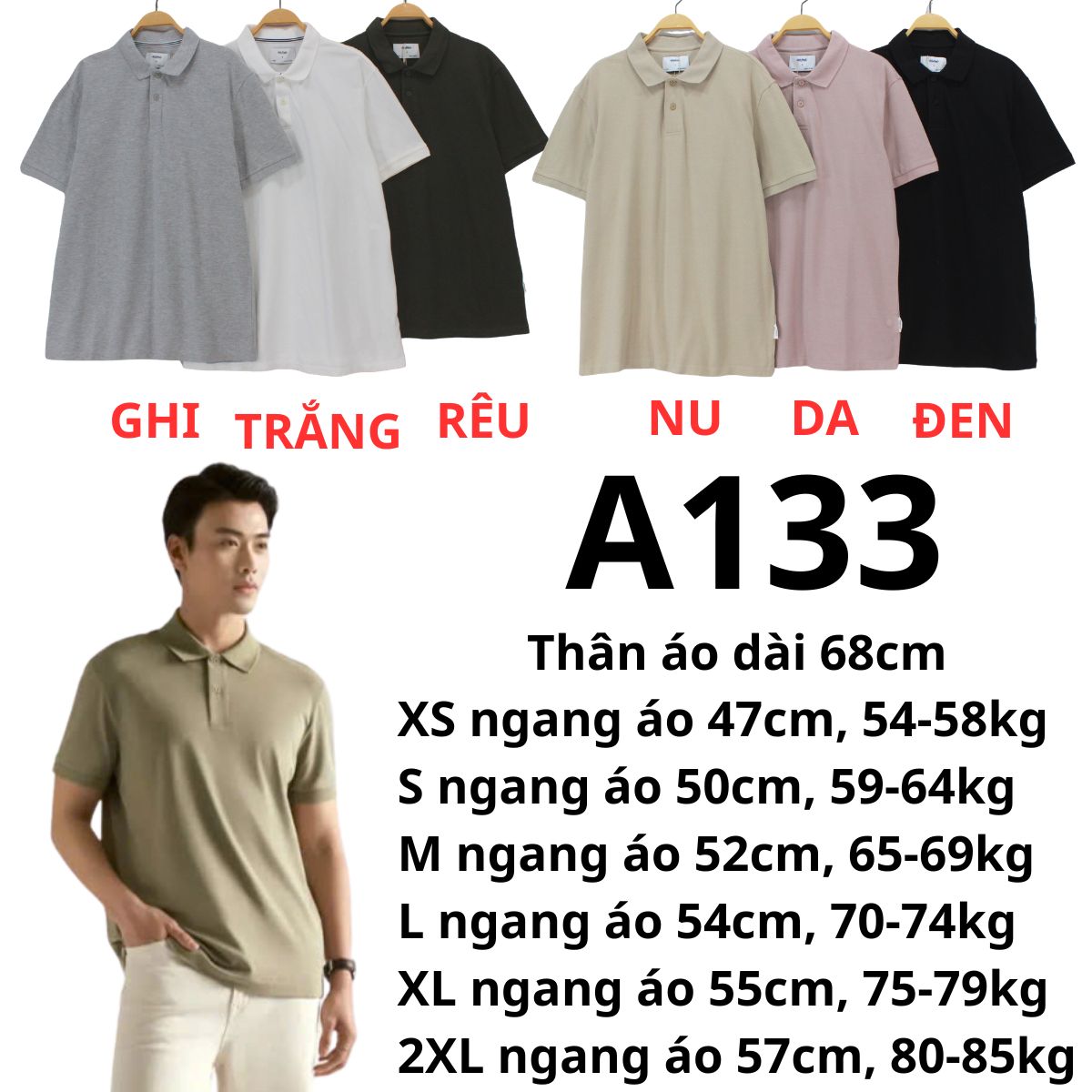 A133- Áo polo Nam