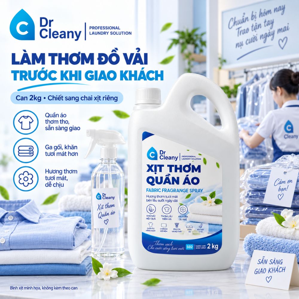 Nước xịt thơm quần áo Dr Cleany 2kg cho tiệm giặt_thumbnail_6