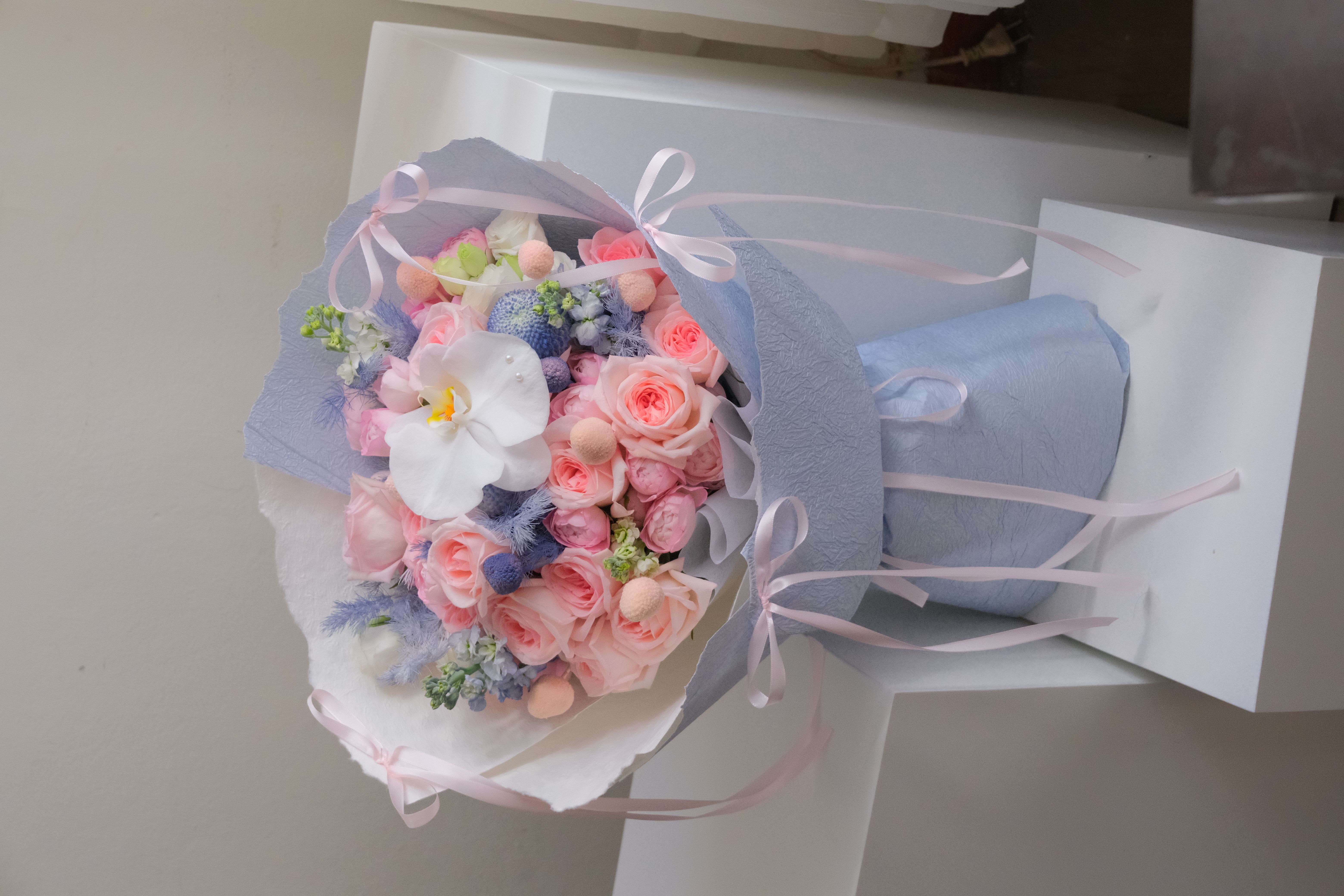 Blue Cotton Candy - Bó hoa mix tone hồng & xanh blue ngọt lịm - Size M+_thumbnail_3