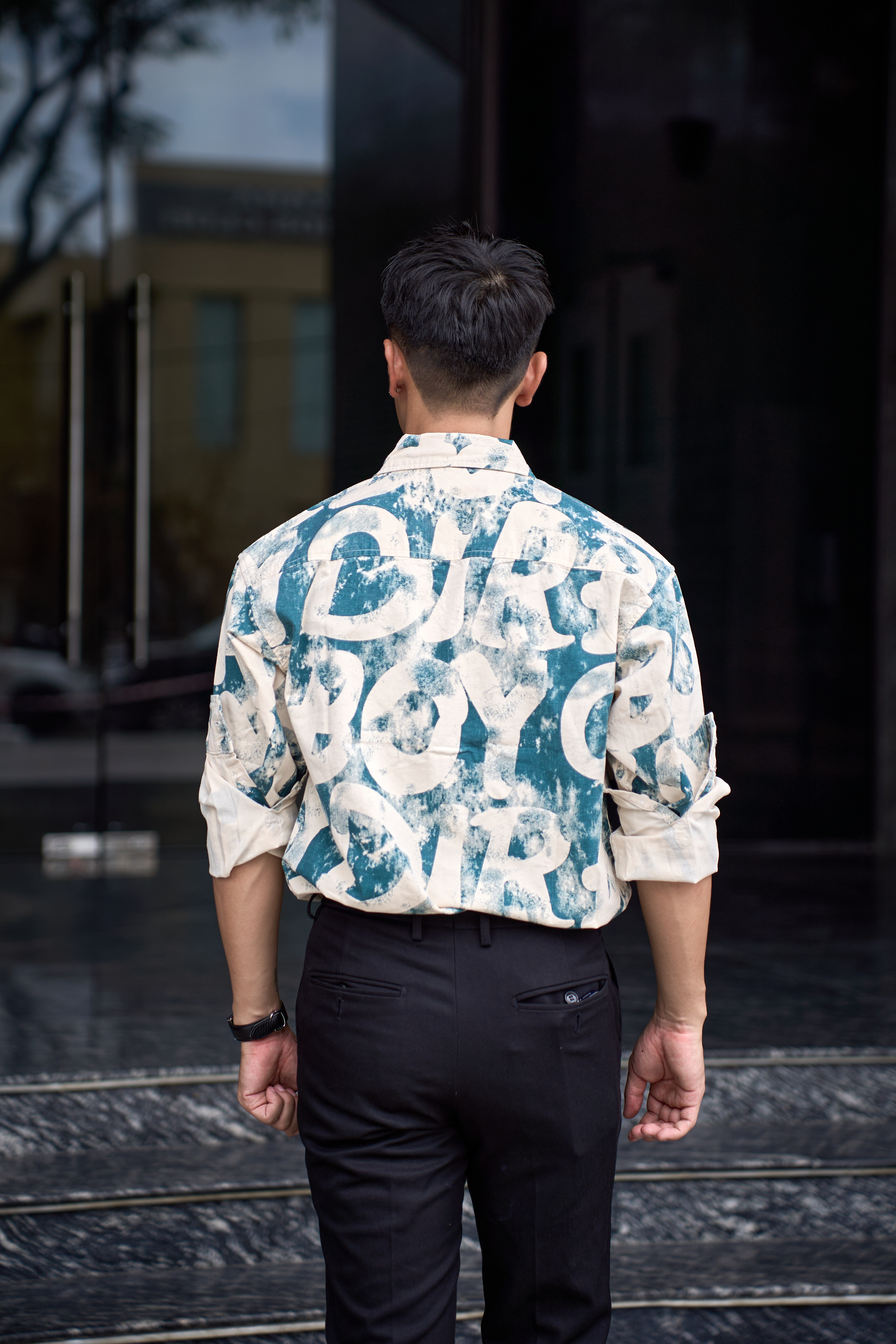 SA122 - Áo sơ mi dài tay họa tiết chữ phong cách Nhật Bản, chất cotton 100%, form rộng thoải mái