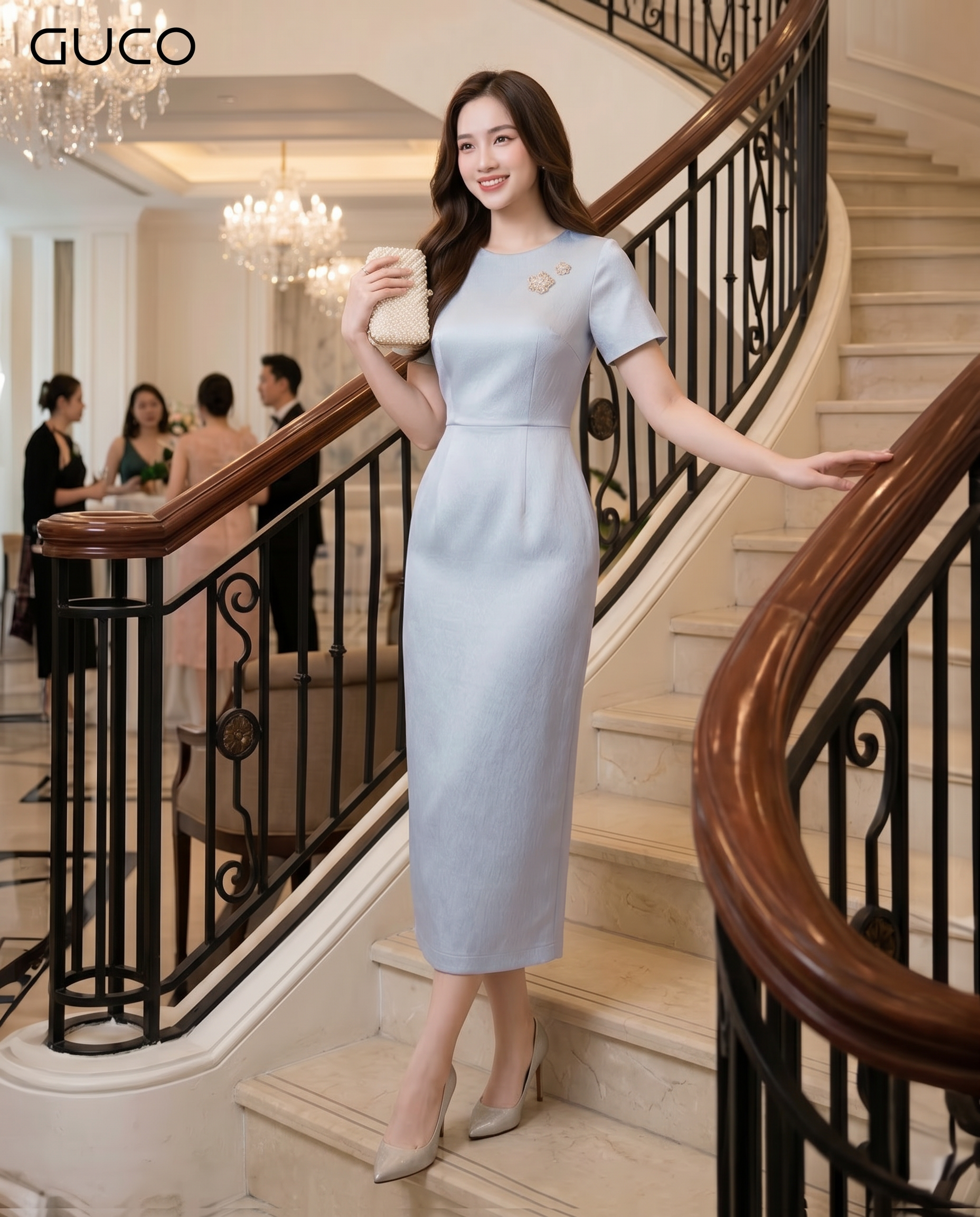 GUCO Đầm Xanh Pastel Đính Đá Nữ Tính - 5134_thumbnail_1