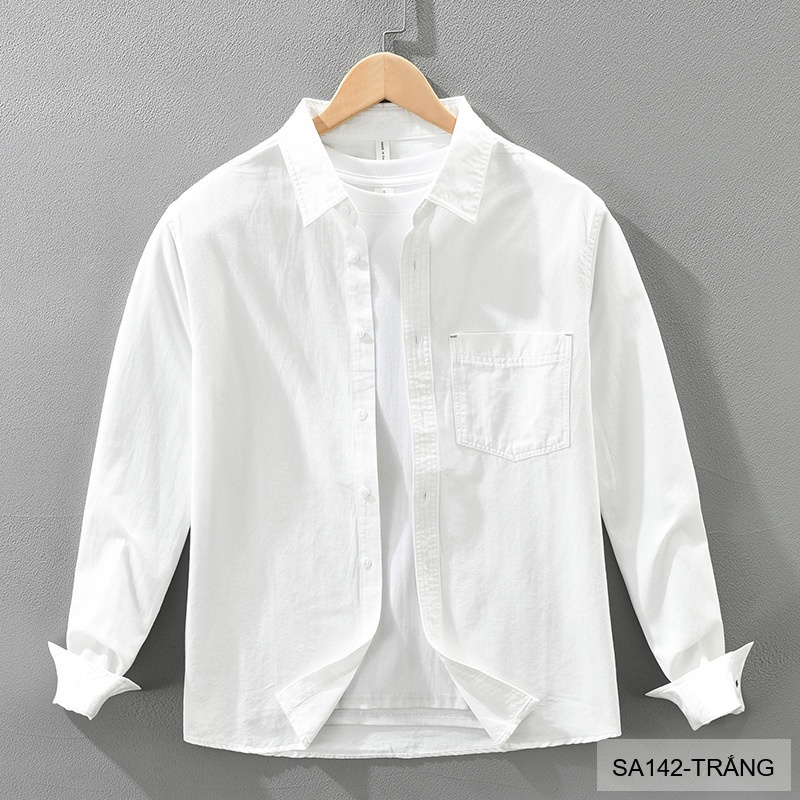 SA142 - Áo Sơ Mi Dài Tay Nam Phong Cách Nhật Bản Chất Cotton 100% Đa Năng