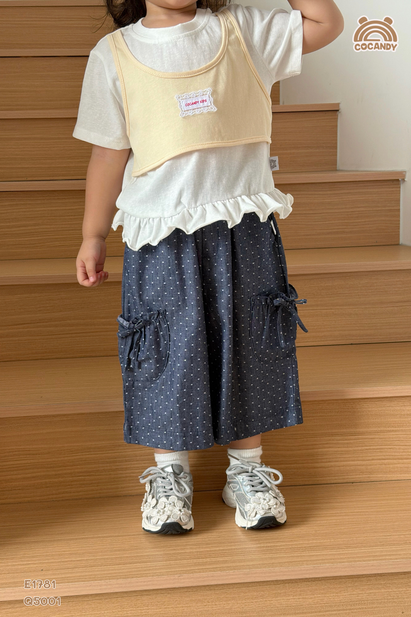 Quần lửng XANH denim chấm bi phối nơ_thumbnail_9