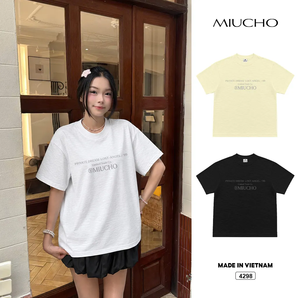 Áo thun boxy unisex chất vải xước Miucho 4298