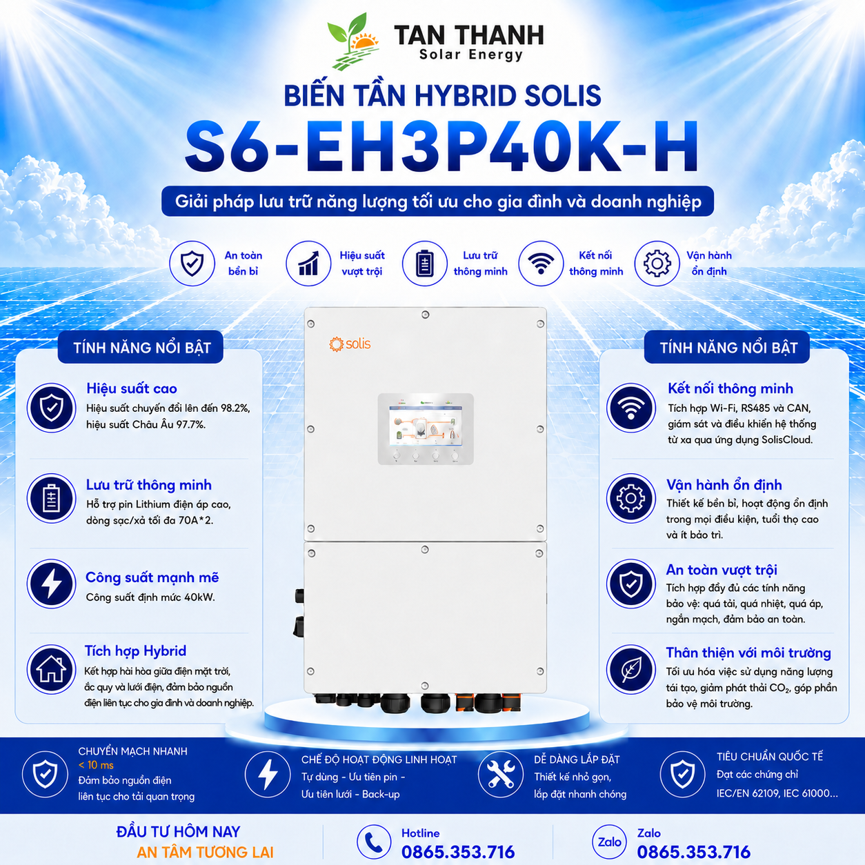 Solis S6-EH3P40K-H 40kW 3 Pha Áp Cao
