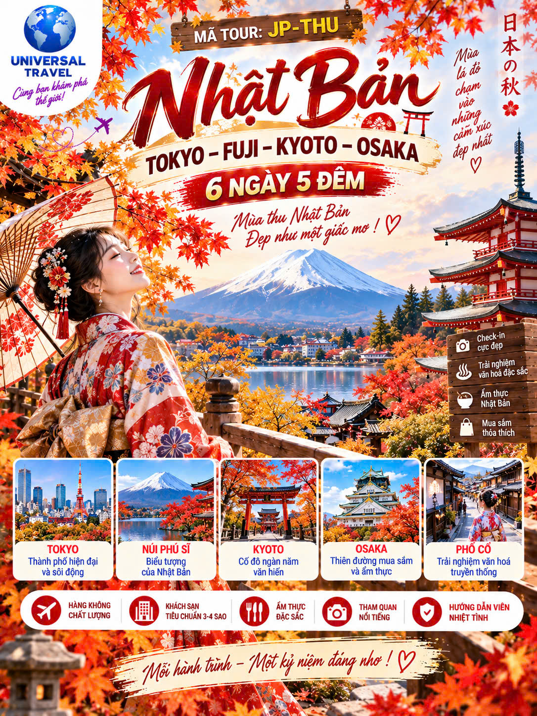 NHẬT BẢN : TOKYO – FUJI – KYOTO - OSAKA 6N5Đ