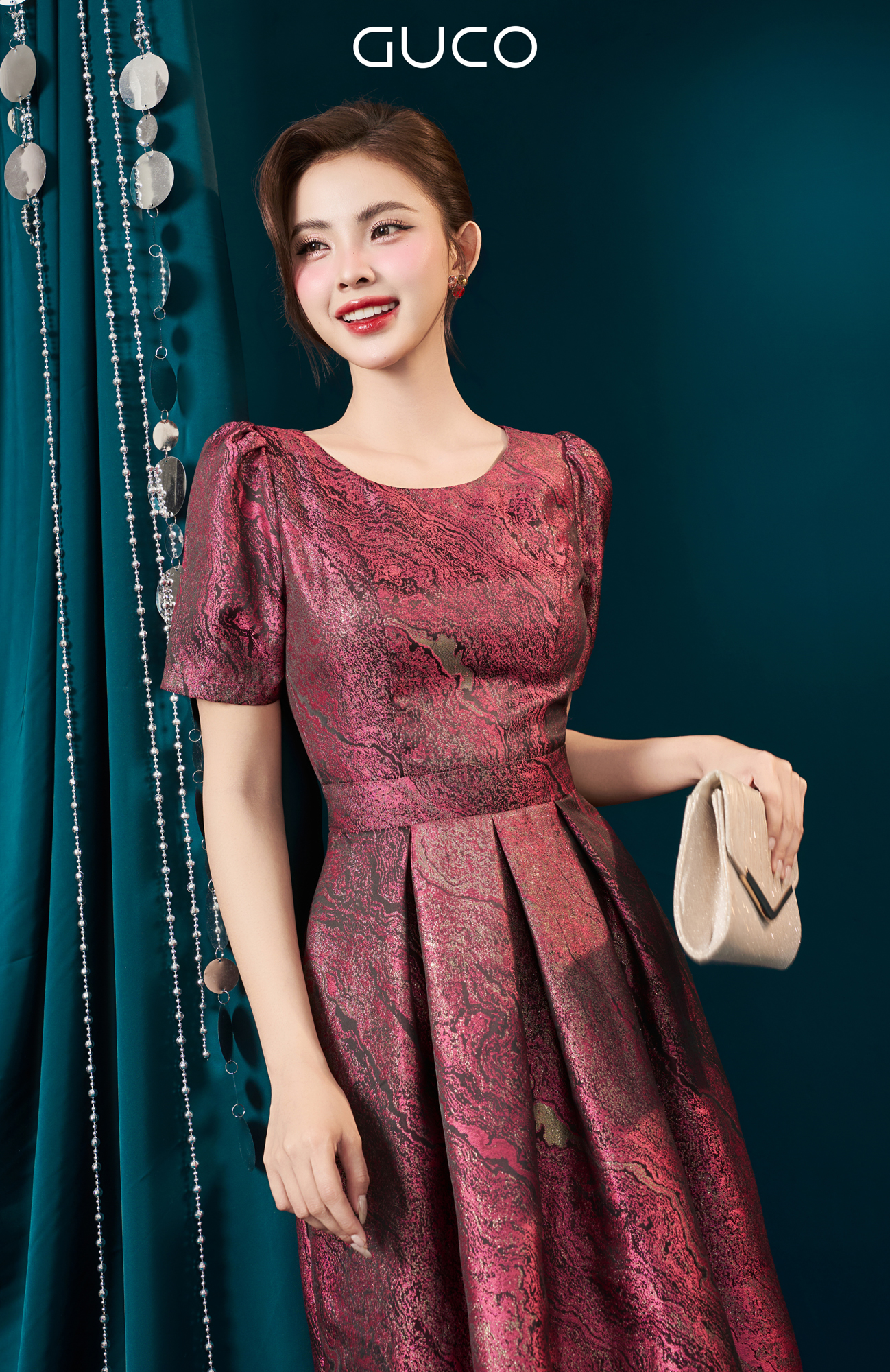 ĐẦM XÒE HỌA TIẾT TÙNG XẾP LI - ĐỎ_thumbnail_2
