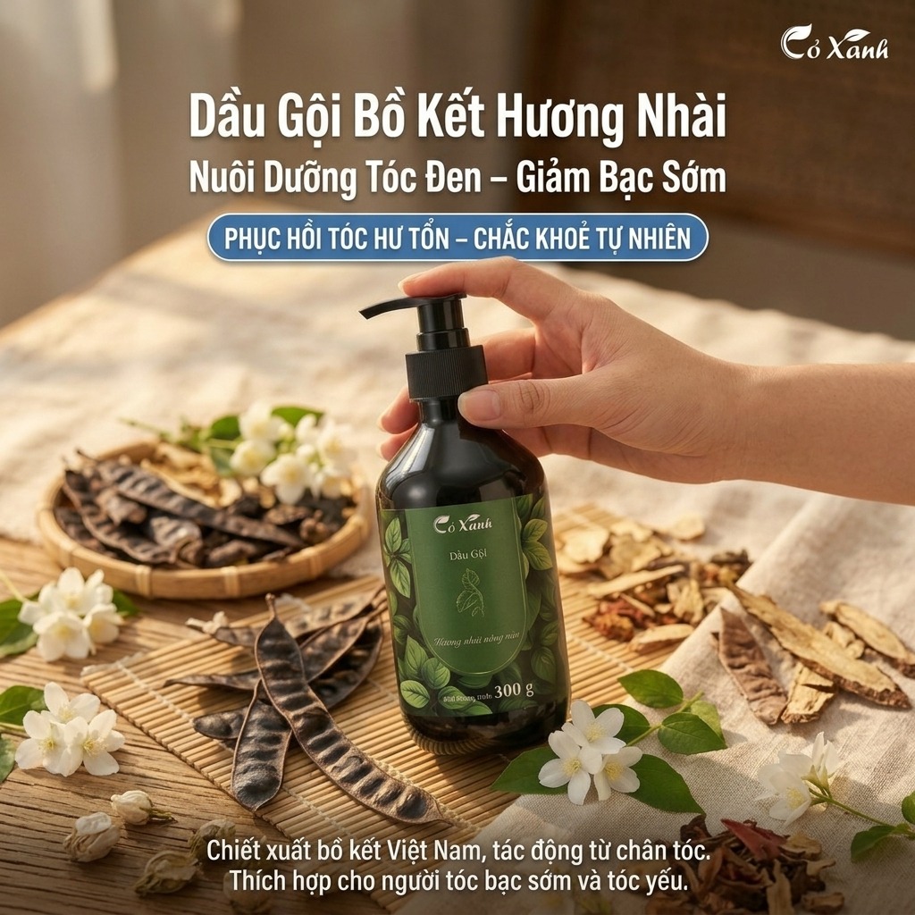 Dầu Gội Trị Bạc Bồ Kết Hương Nhài Cỏ Xanh