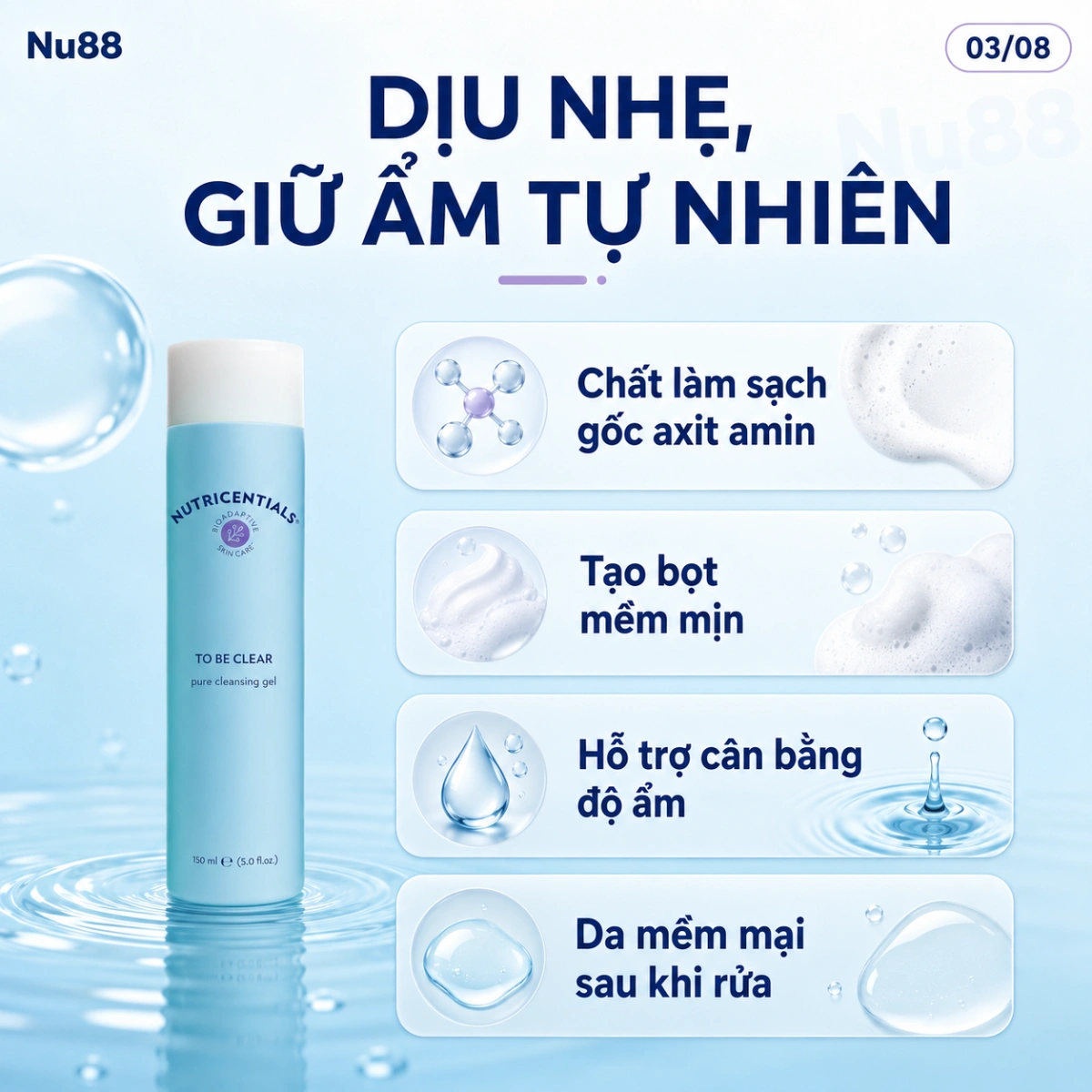 Sữa Rửa Mặt Da Thường/ Da Khô Nutricentials HydraClean Creamy Cleansing Lotion_thumbnail_4