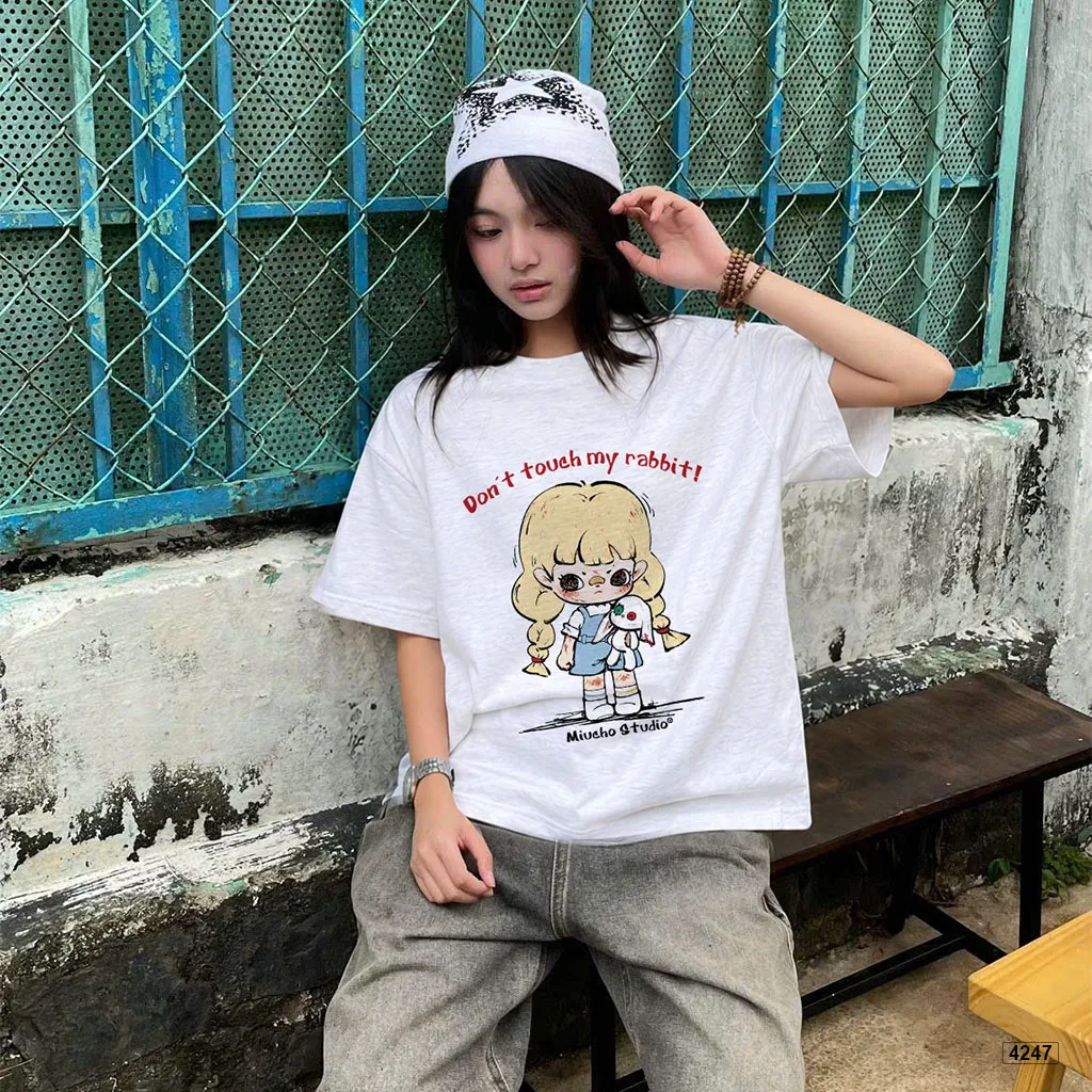 Áo thun boxy chất vải xước thoáng mát Cute Rabbit Miucho 4247_thumbnail_6