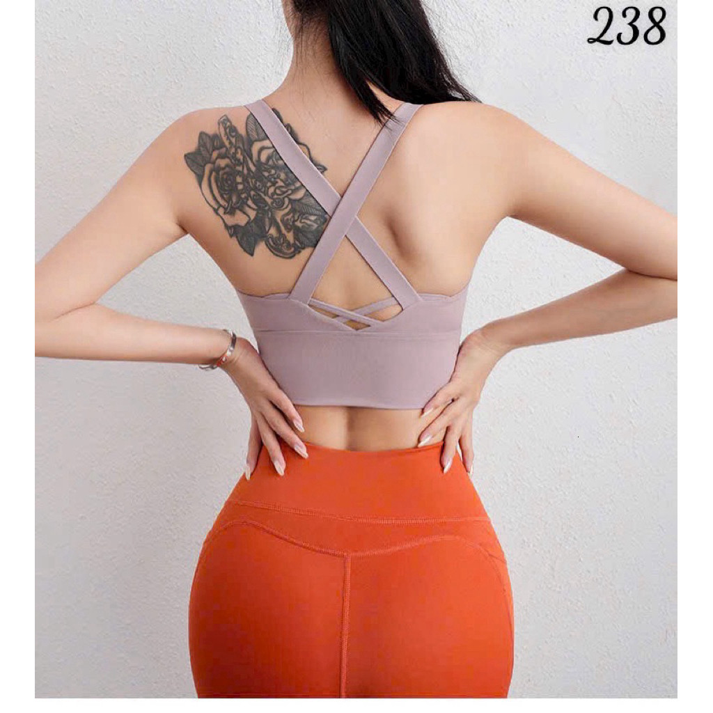 Yumii Sportswear Áo Lót Thể Thao Tập Gym Yoga Nữ Áo Bra Dây Đan Chéo Nâng Ngực Không Gọng Vải Co Giãn Sẵn Mút_thumbnail_1