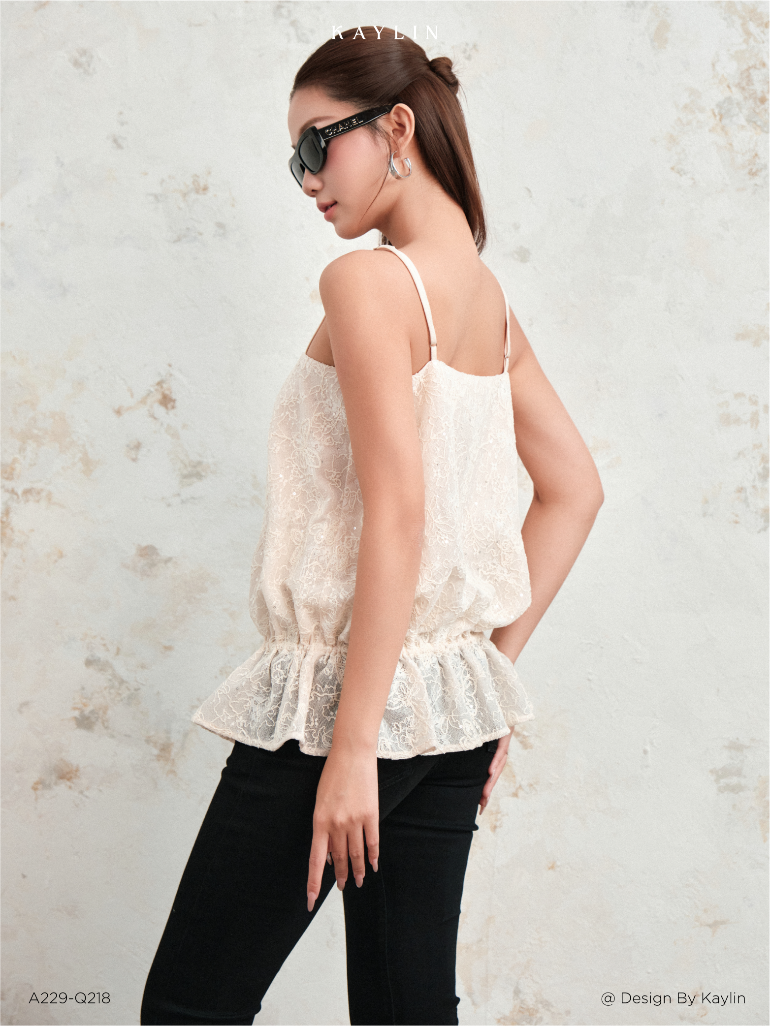 Áo Hai Dây Vải Tơ Đính Sequin Rút Dây Eo KAYLIN Sequin Bubble Cami Top_thumbnail_2