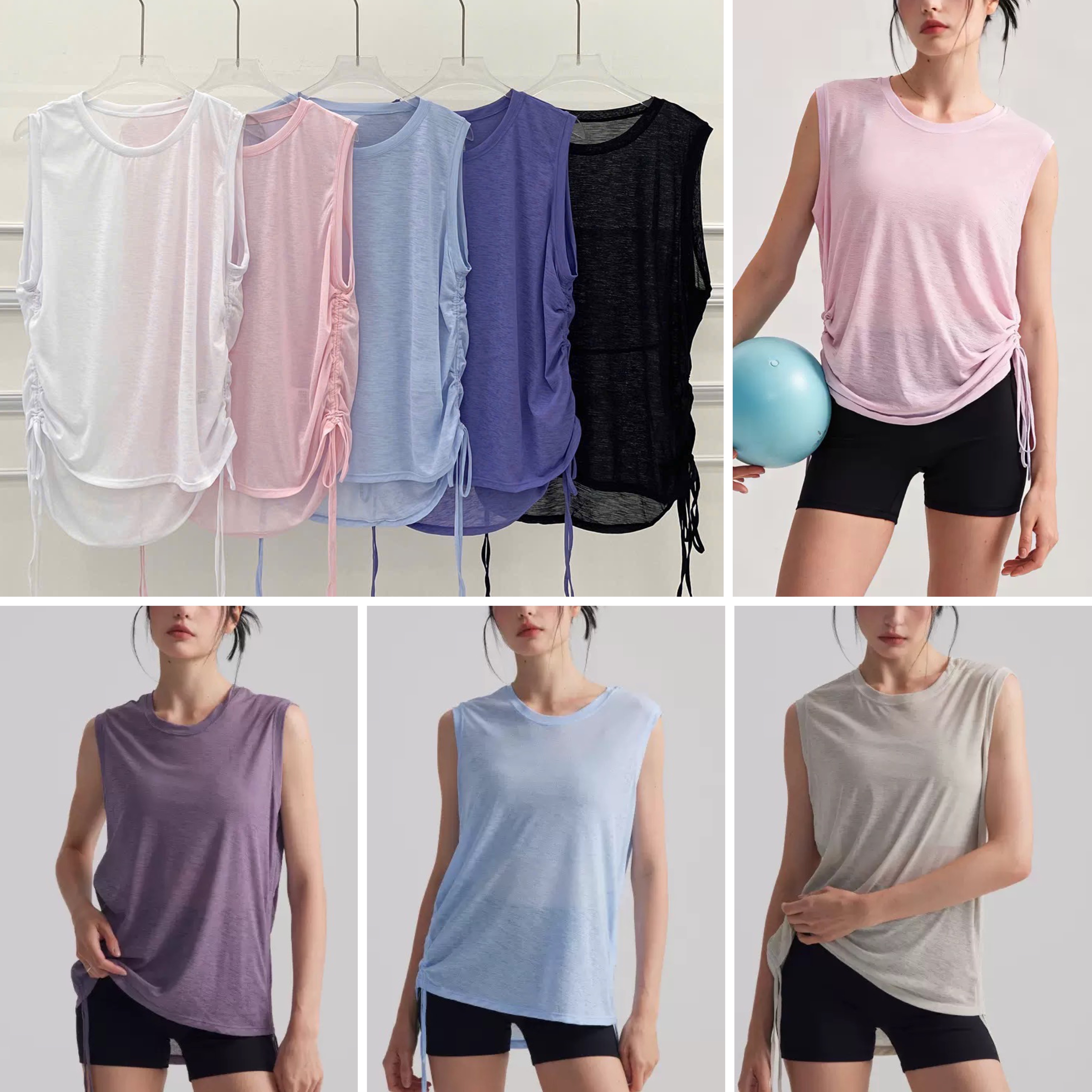 Áo Tanktop Thể Thao Nữ Ba Lỗ Rút Dây Form Rộng Vải Lưới Mè Thoáng Khí Thấm Hút Nhanh Khô