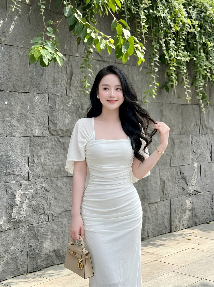 G63 - Đầm Cổ Vuông Tay Choàng Cánh Tiên Cao Cấp_thumbnail_11