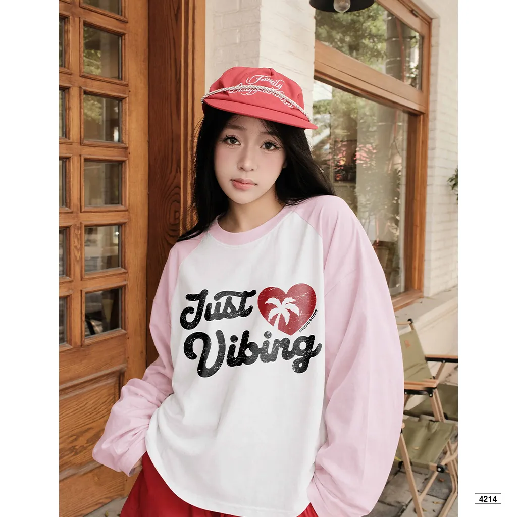 Áo thun tay dài raglan form boxy Just Vibing Miucho 4214_thumbnail_6
