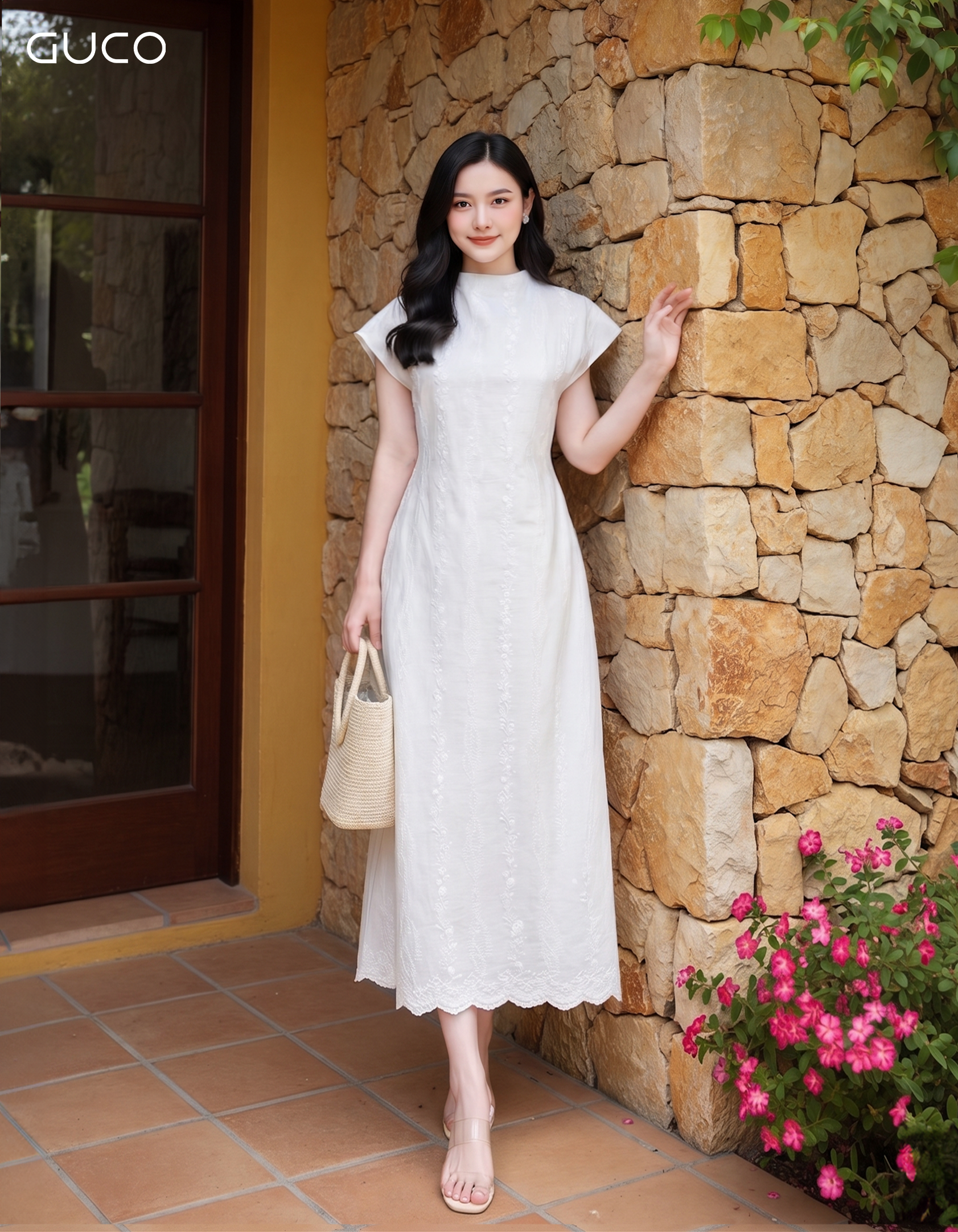 GUCO Đầm Maxi Boi Thêu Chuẩn Nàng Thơ