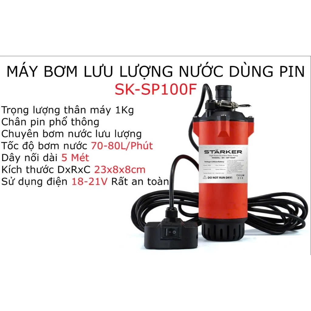 Máy Bơm Chìm Dùng Pin STARKER SK-X20-SUP380 21V – Bơm Tõm Không Dây, Chân Pin M21_thumbnail_4