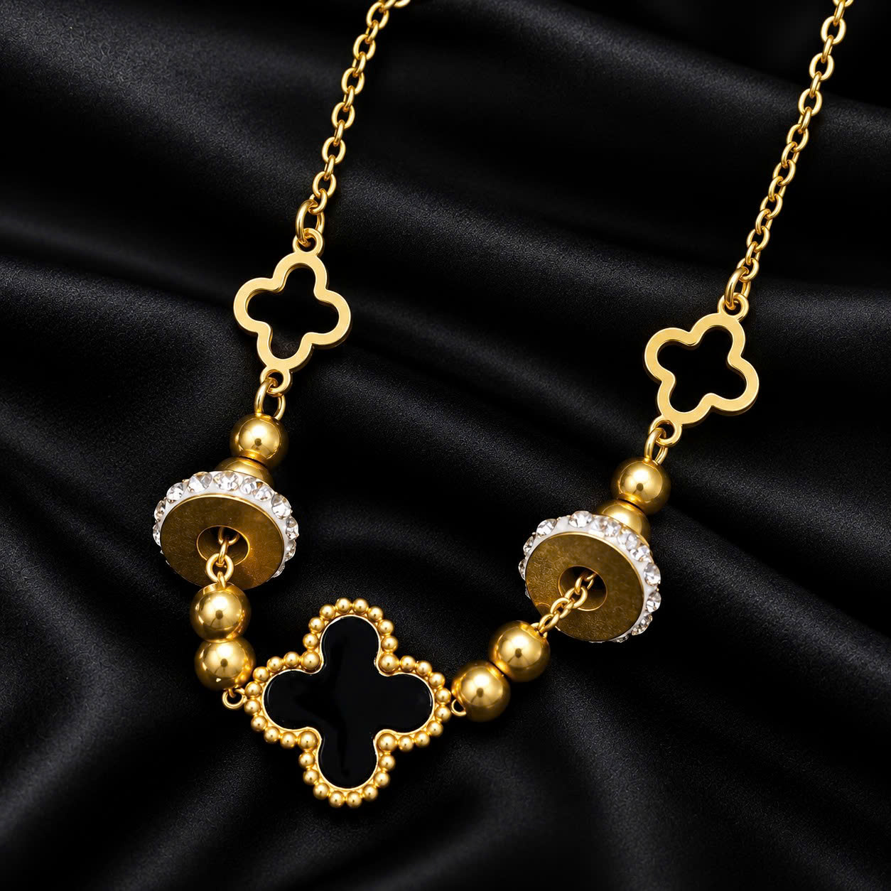 Vòng tay van cleef đá đen xen kẽ vòng kim cương màu vàng_thumbnail_2