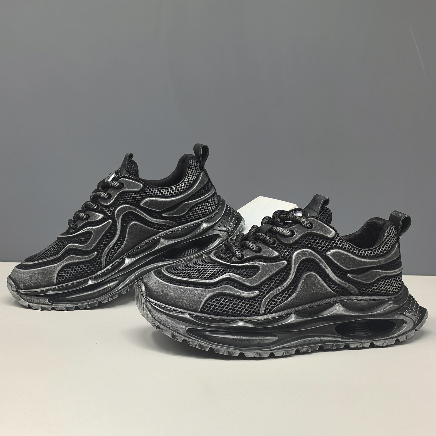 GD90 - Giày thể thao nam kiểu Dad Shoes đế dày, thân lưới thoáng khí, tăng chiều cao, phối màu Trắng Đen_thumbnail_8