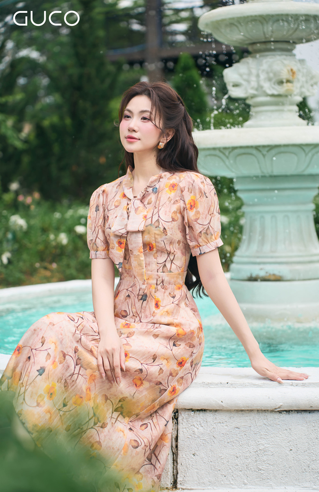 ĐẦM MIDI HOA  CỔ NƠ - HOA CAM_thumbnail_4