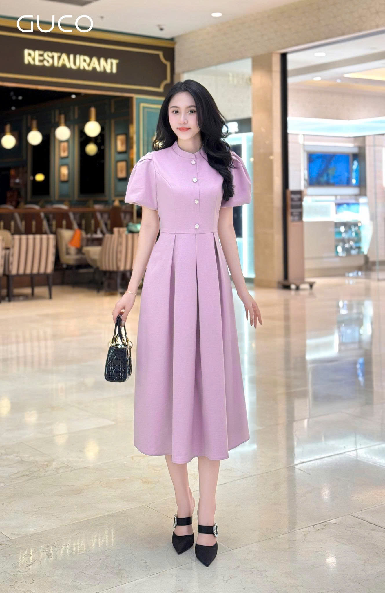 ĐẦM XÒE TAY PHỒNG TÙNG XẾP LY - HỒNG