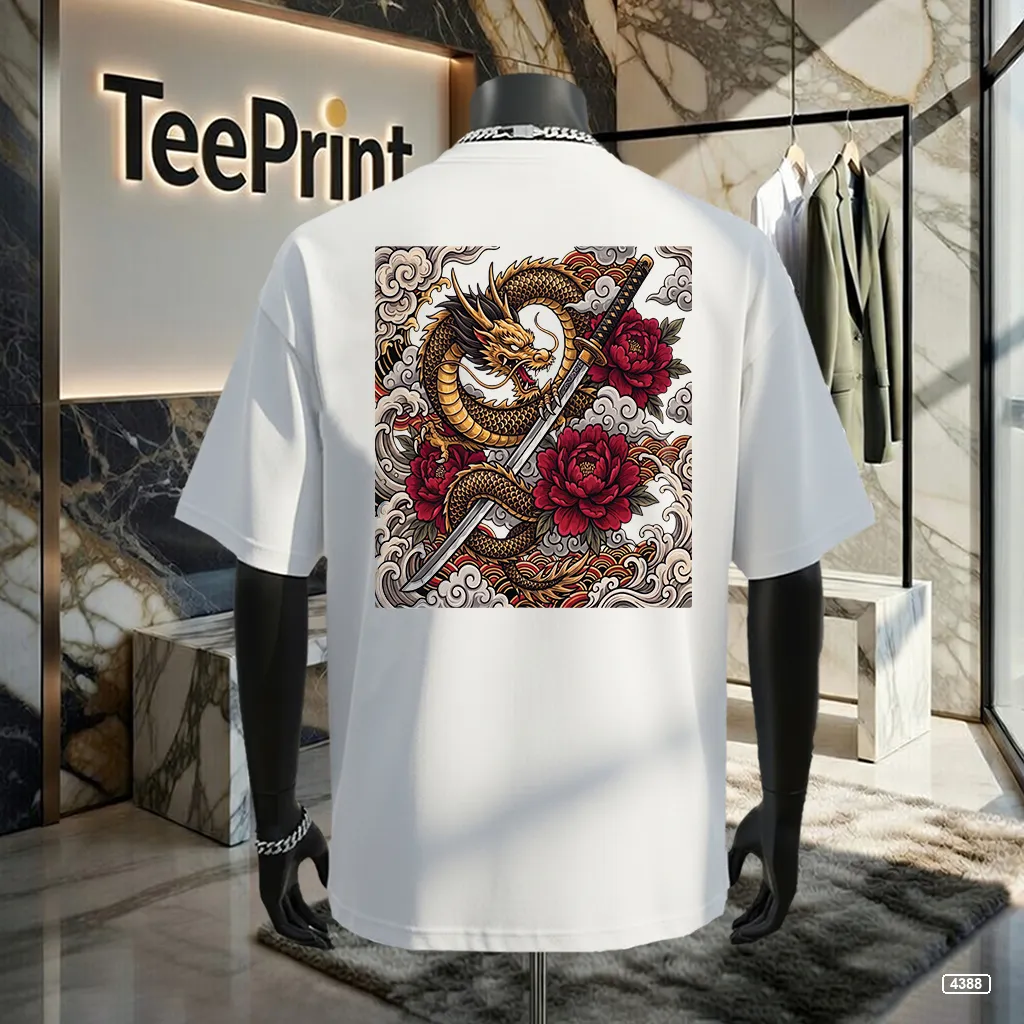 Áo thun nam dragon rose form rộng TeePrint 4388_thumbnail_3