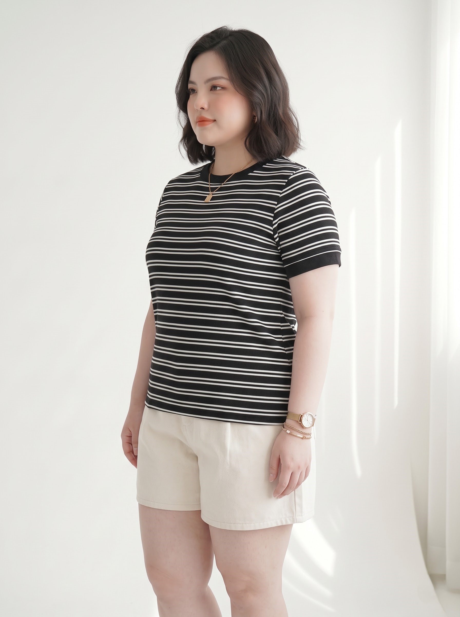 BIGSIZE NỮ - Áo thun sọc form basic V-AK096_thumbnail_2