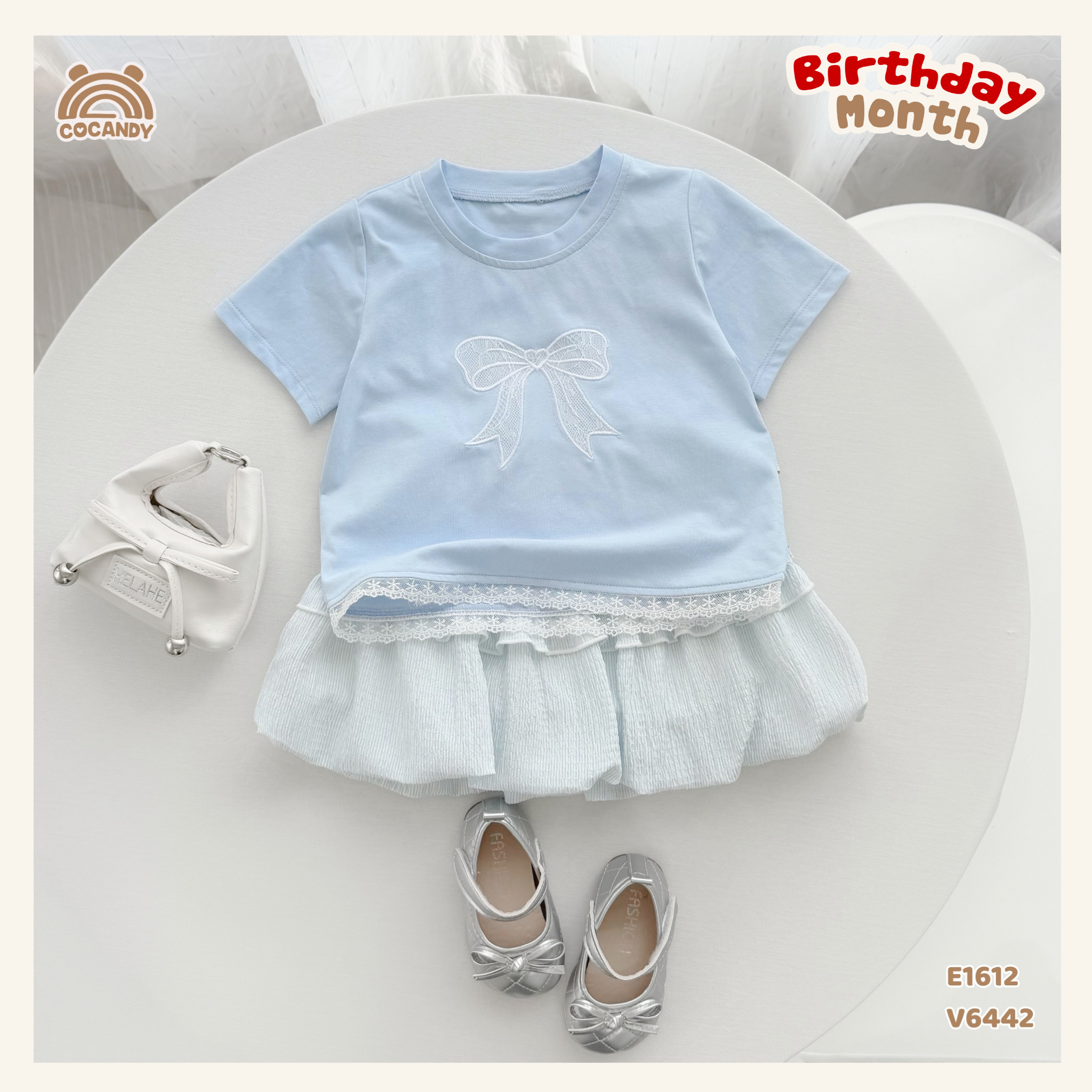 Áo cộc cotton XANH thêu nơ_thumbnail_0