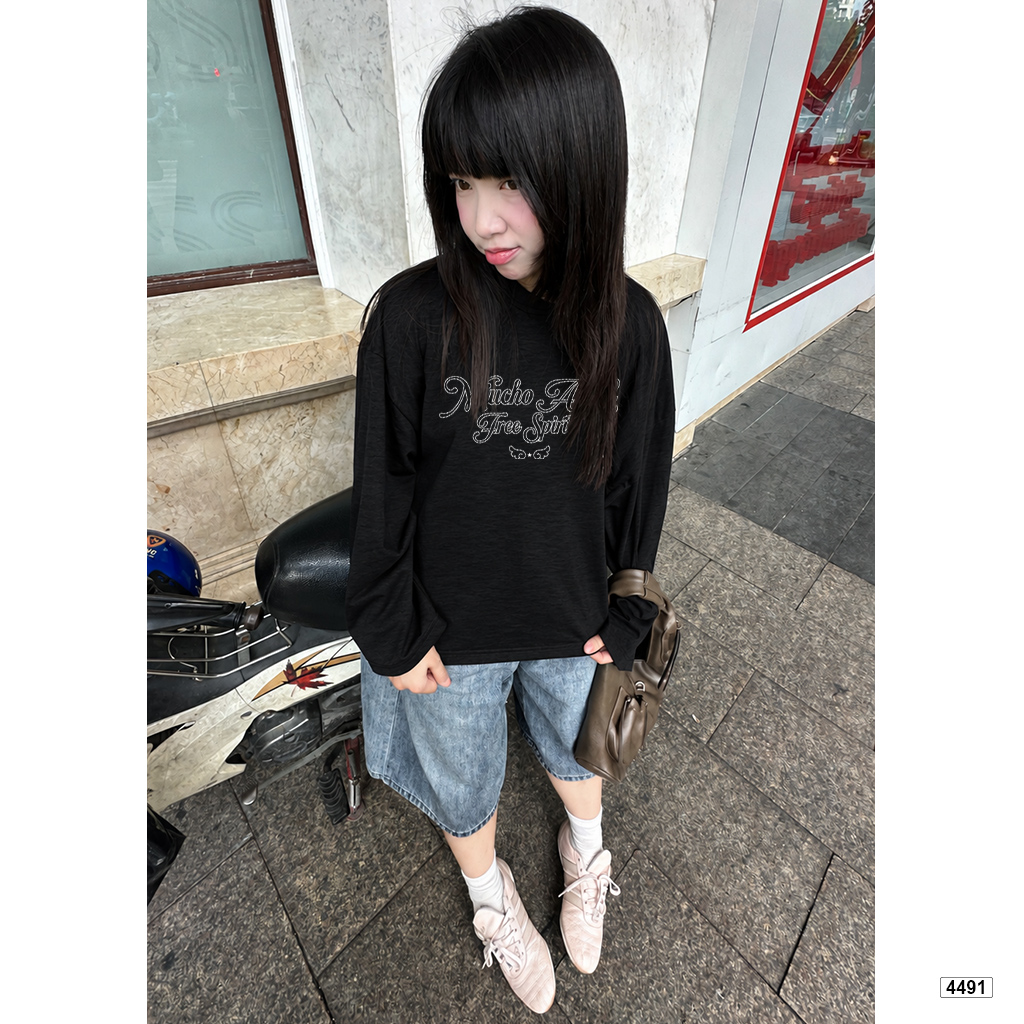Áo thun tay dài boxy Miucho cotton xược Hàn Quốc 4491_thumbnail_2