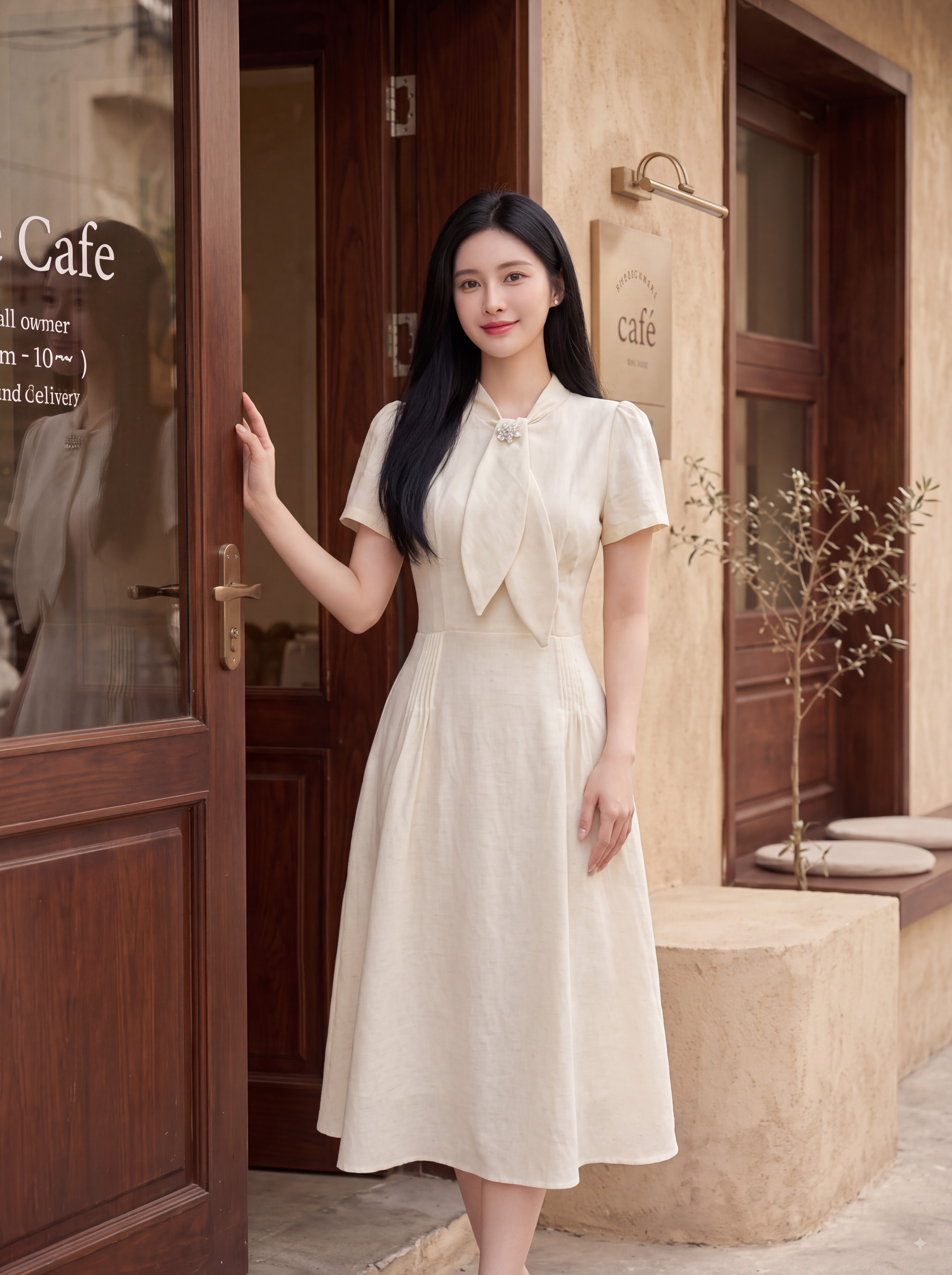 Váy đũi linen dài xòe cổ thắt nơ 606016_thumbnail_9