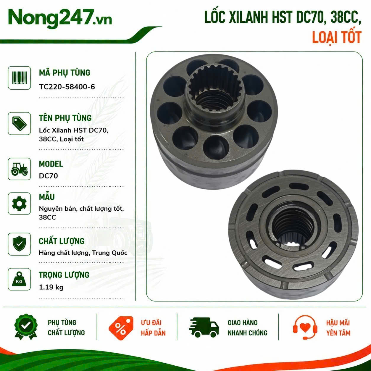 Lốc Xilanh HST DC70, 38CC, Loại tốt