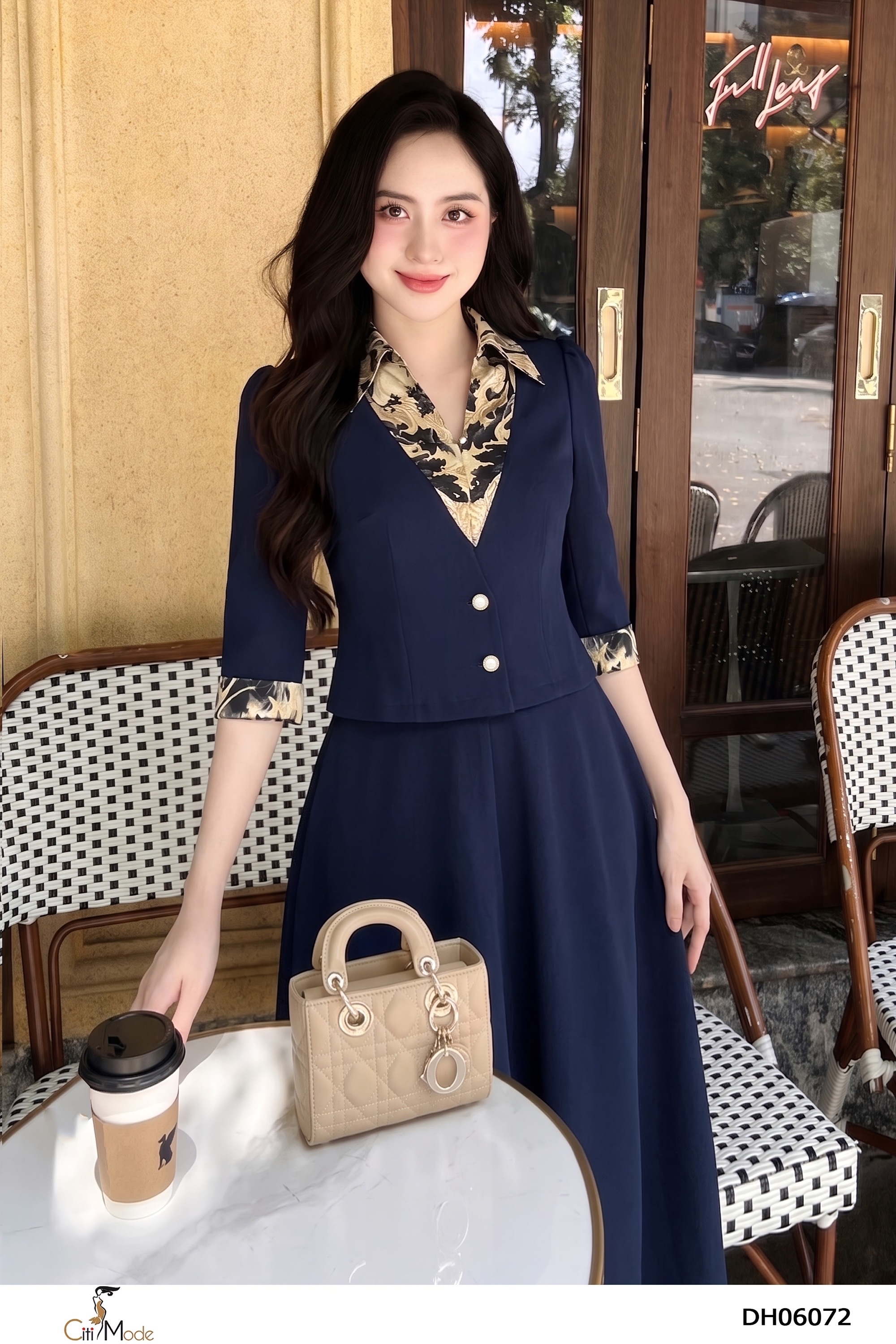 Đầm xòe xanh đen cổ đức phối tay lỡ_thumbnail_4