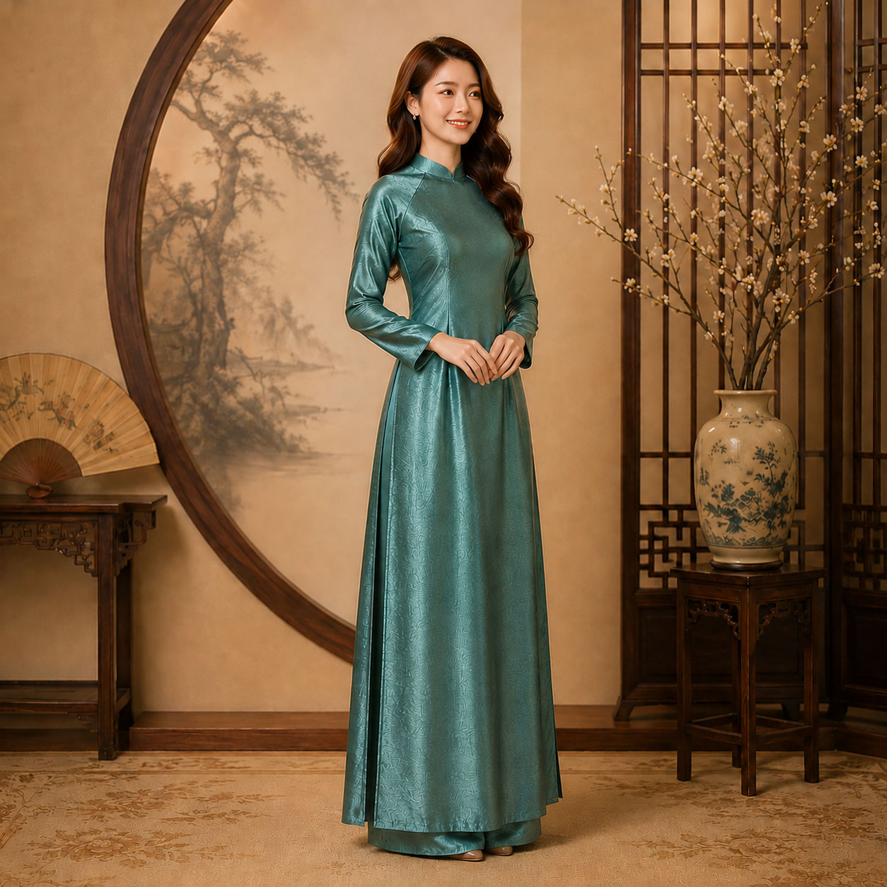 Áo Dài Truyền Thống Nữ Tằm Ánh Cao Cấp Nhiều Màu  TT26-01_thumbnail_17