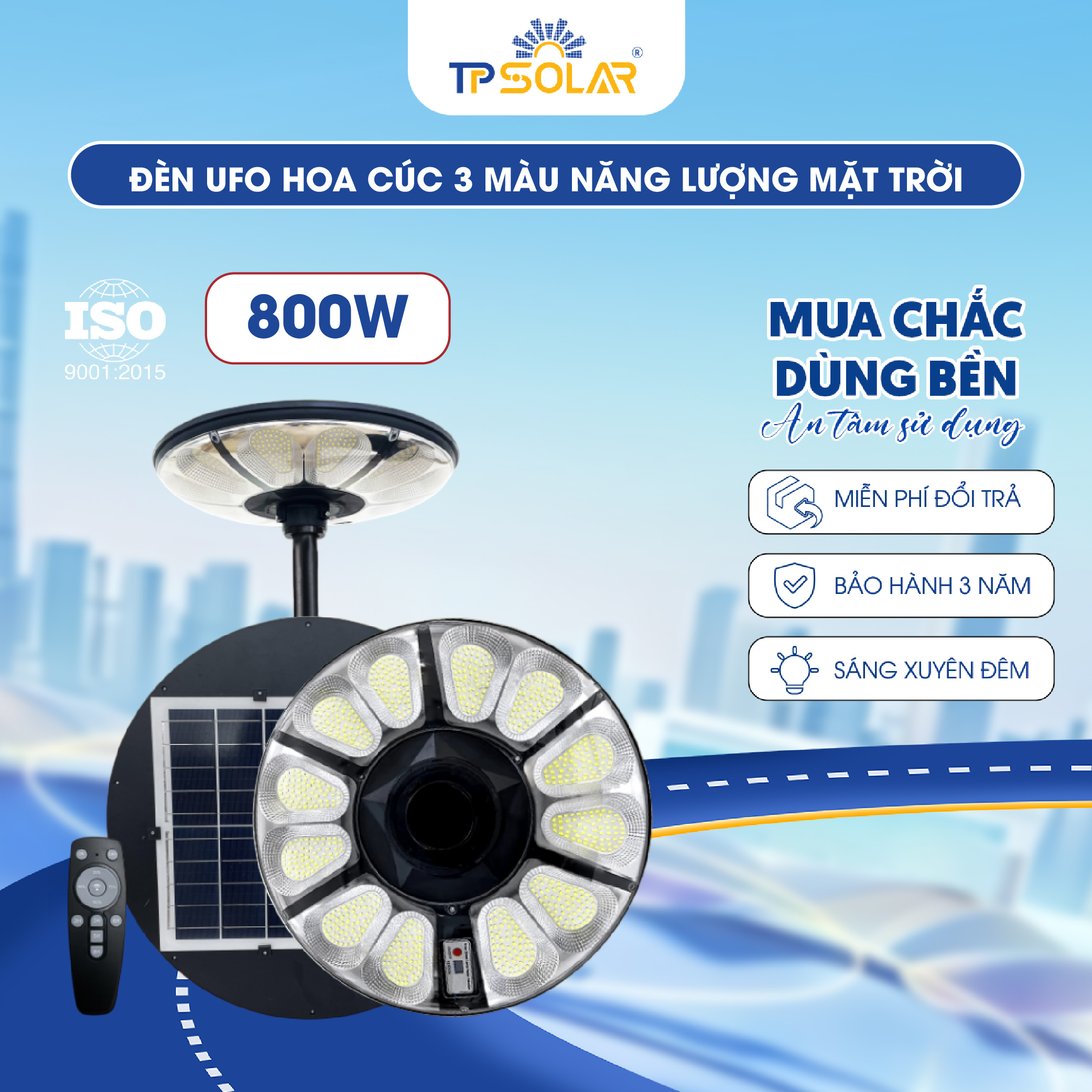 Đèn UFO hoa cúc 3 màu ánh sáng năng lượng mặt trời TP SOLAR UF11