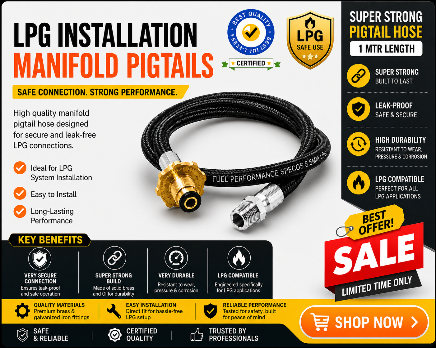 Pigtail LPG Manifold Hose for LPG installation