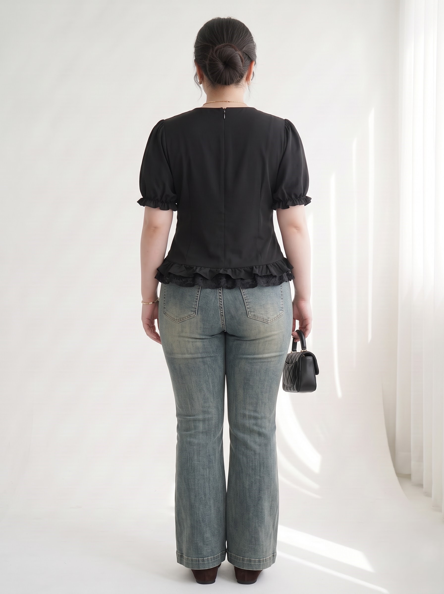 Quần Jean Ống Loe Rách Bigsize Lưng Cao Co Giãn Dài 100cm Wash Cá Tính - Vừa 55–90kg - T-QJ530_thumbnail_1