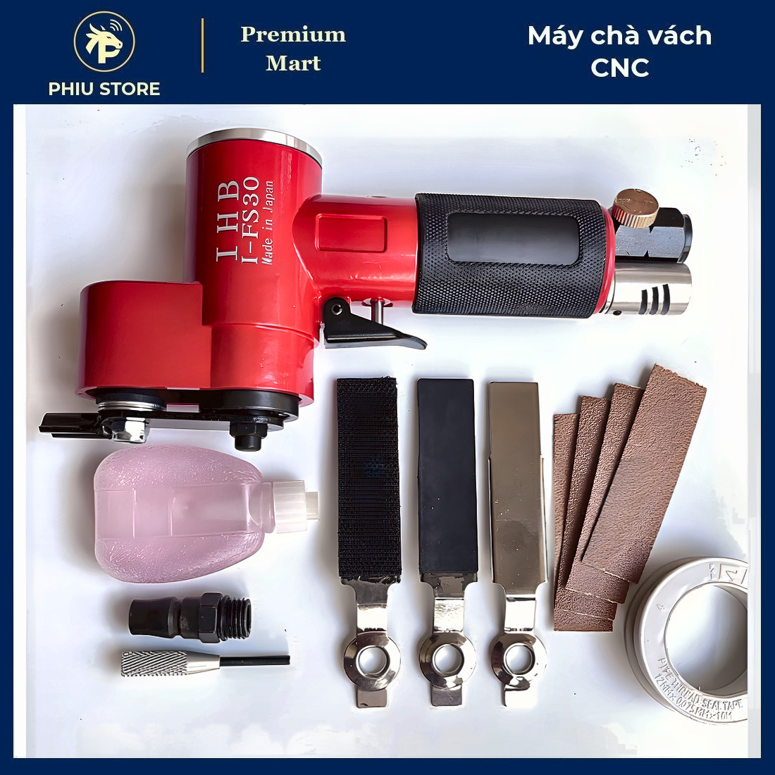 Máy chà vách CNC, máy chà nhám hơi cầm tay, máy chà nhám khí nén, máy chà nhám mini cầm tay, đế 60x17mm, PHIU STORE