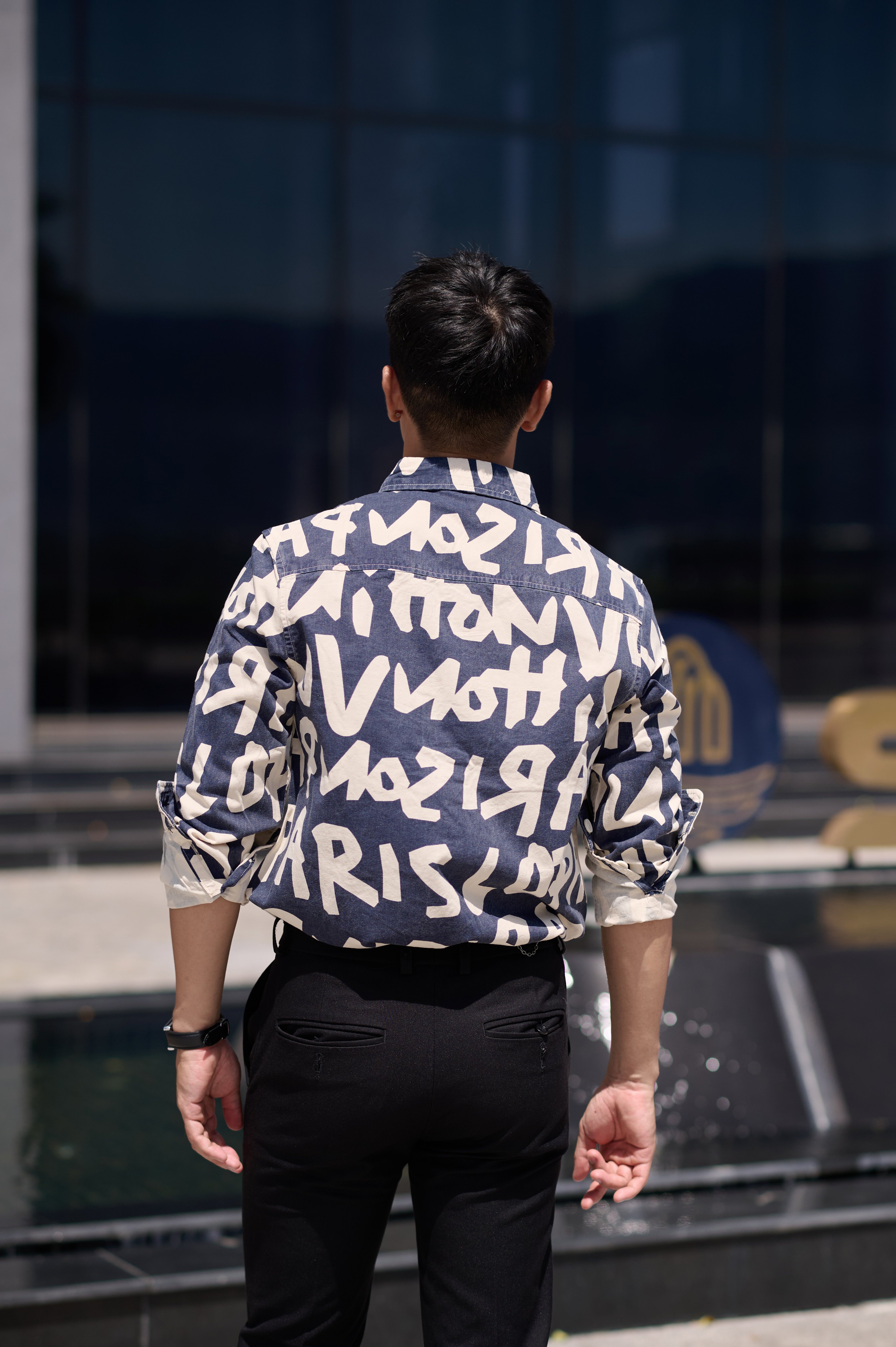 SA93 - Áo Sơ Mi Nam Tay Dài Phong Cách Nhật Bản In Chữ Đa Năng, Chất Cotton 100%, Màu Nâu & Xanh Dương_thumbnail_8