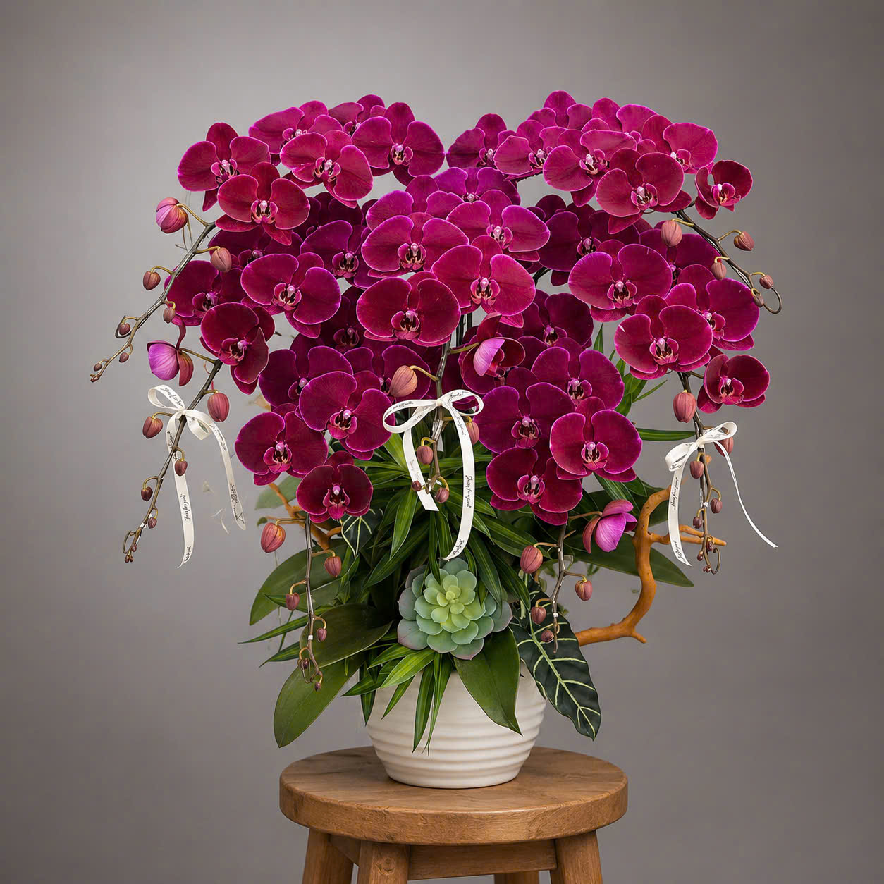 🌼Chậu Lan Hồ Điệp Tươi 7 Cành Đỏ Cherry – Kiêu Sa, Đẳng Cấp Và Thu Hút Tài Lộc