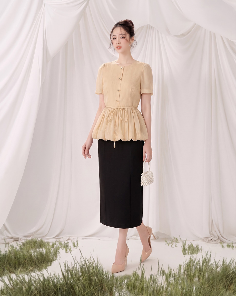 Áo sơ mi tơ peplum 26124