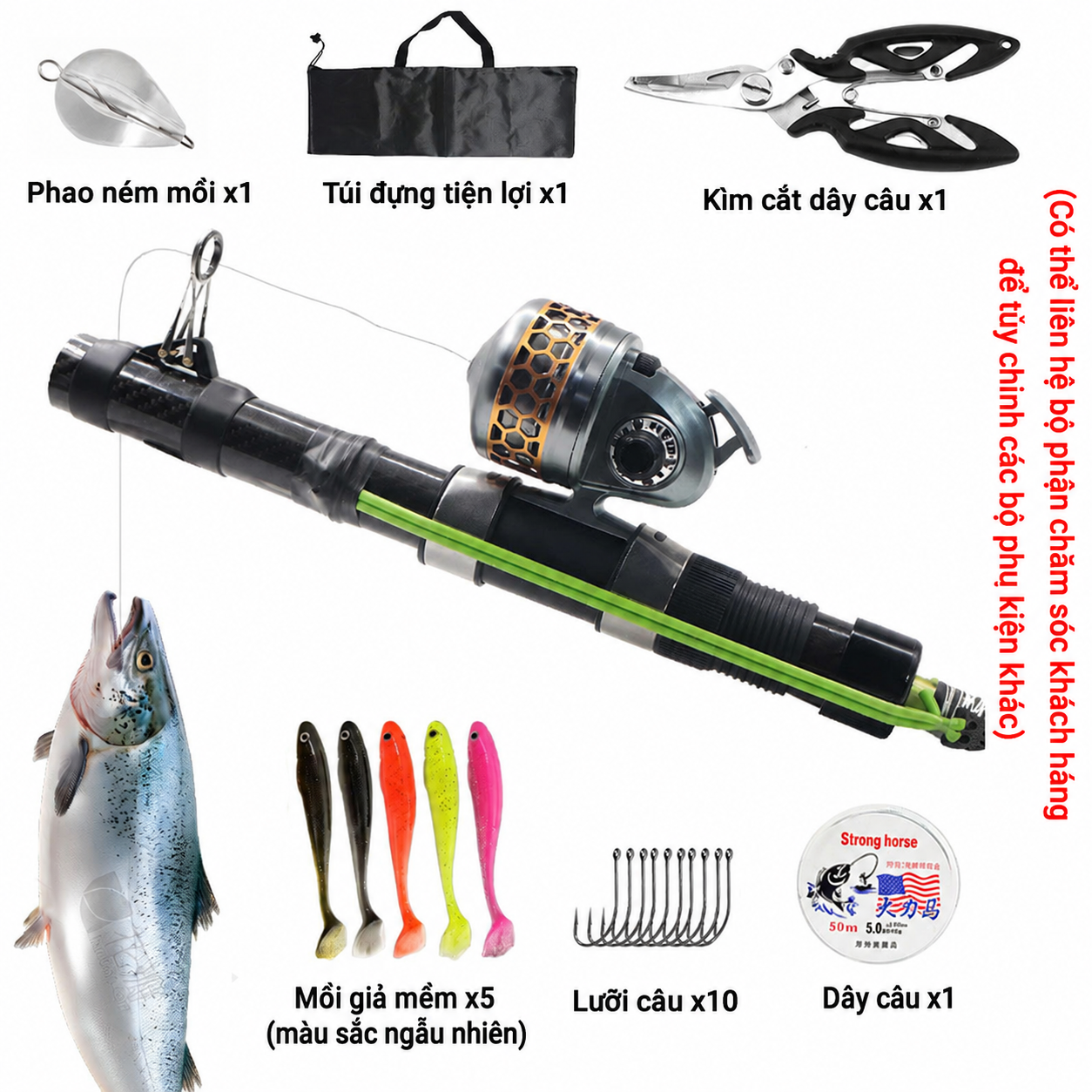 Dụng Cụ Bắn Mồi Đánh Ổ Câu Cá 38.5cm – Gắn Máy Câu, Bắn Mồi Xa Chính Xác