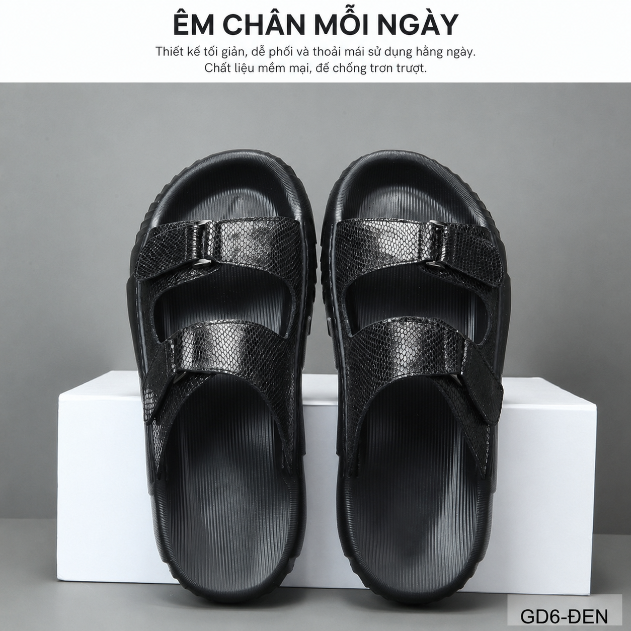 GD6 - Dép lê nam da thật thoáng khí, thiết kế quai dán phong cách Hàn Quốc, dễ phối đồ_thumbnail_4