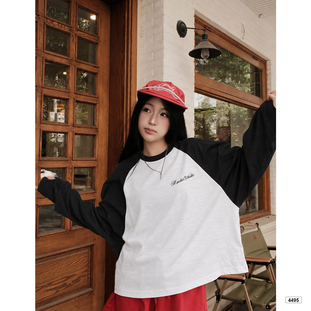 Áo thun tay dài boxy Miucho cotton xược thoáng mát mềm mịn 4495_thumbnail_6