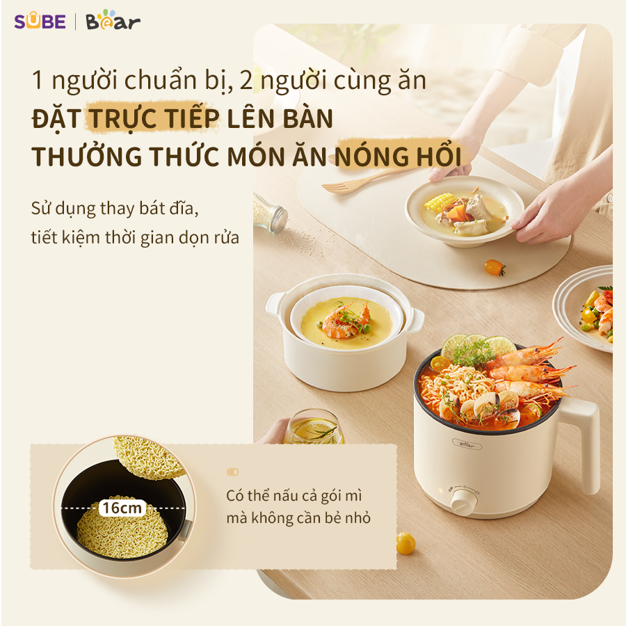 Nồi Điện Đa Năng Bear MC-4H16H 1.2L Chính Hãng, Chống Dính_thumbnail_2