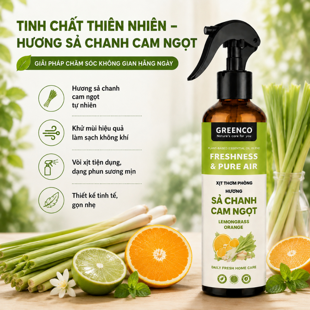 Xịt phòng tinh dầu Oải Hương và Cam Ngọt. Xịt thơm phòng hỗ trợ đuổi muỗi cho mẹ và bé - khử mùi, làm thơm tự nhiên