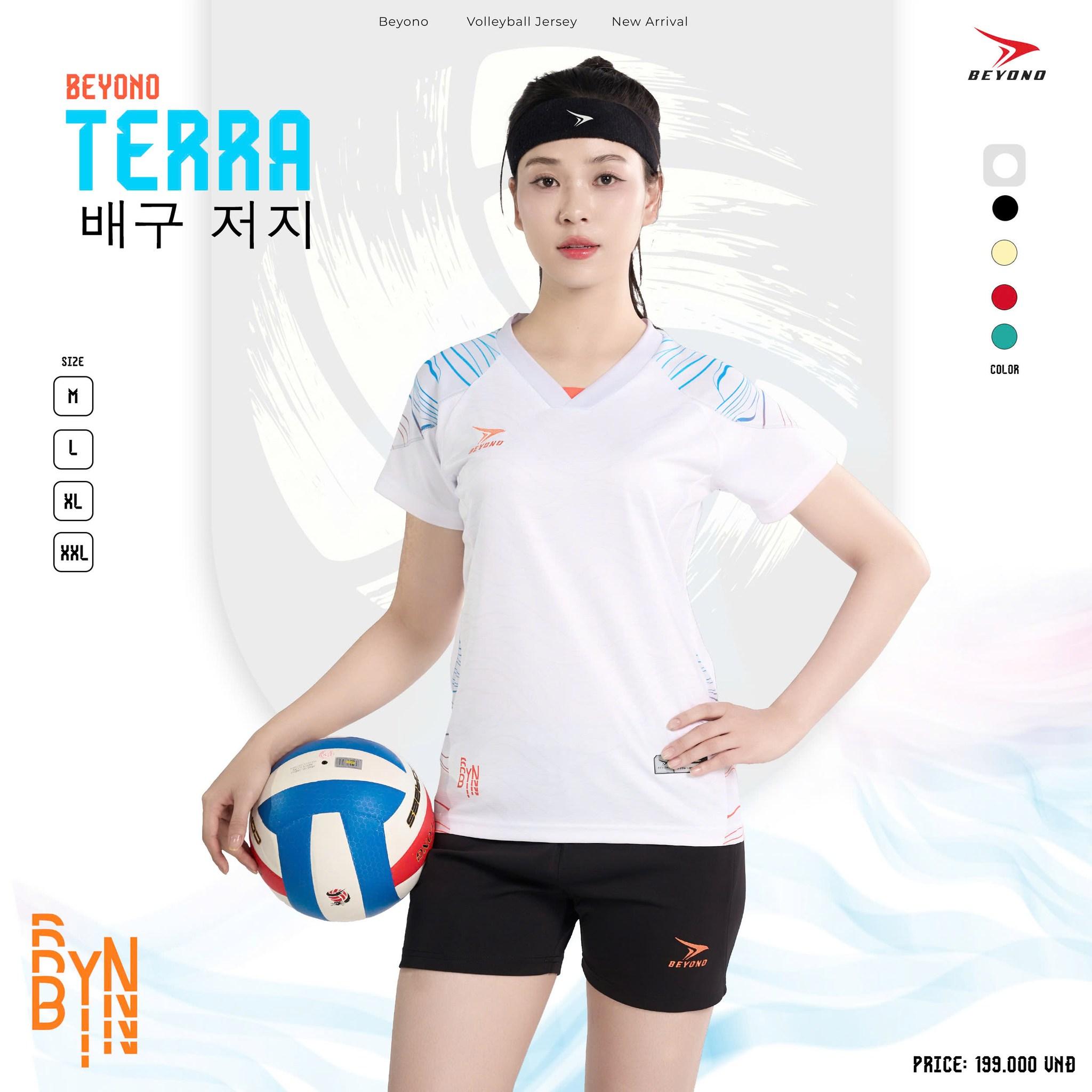 Quần Áo Bóng Chuyền Beyono Nam Nữ Terra Trắng Thun Mè Thoáng Khí Thể Thao Đương Đại_thumbnail_1