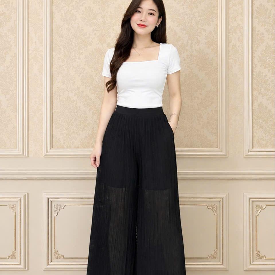 Quần Dập ly voan cao cấp lẻ 429  lưng thun Thiết Kế Thời Trang Free size 45-85kg Phong Cách Hiện Đại Thoải Mái