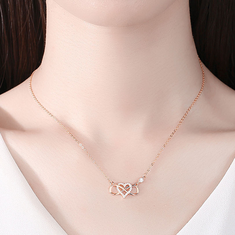Dây Chuyền Bạc Nữ S925 Trái Tim Vô Cực Đính Đá Zircon Thanh Lịch Trẻ Trung HTT059T Trắng - Vàng Hồng_thumbnail_2